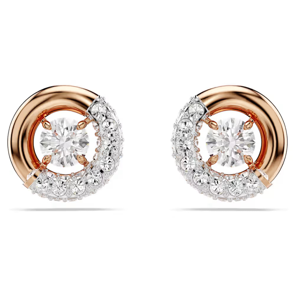 5692258 Swarovski Dextera stud earrings Round cut, White, Rose gold-tone plated