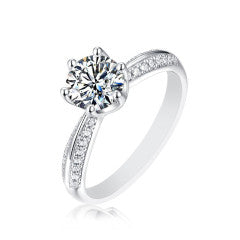 GT19S3061SS012-8/ 3 Carat Moissanite Pavé Ring in 925 Sterling Silver Size 8