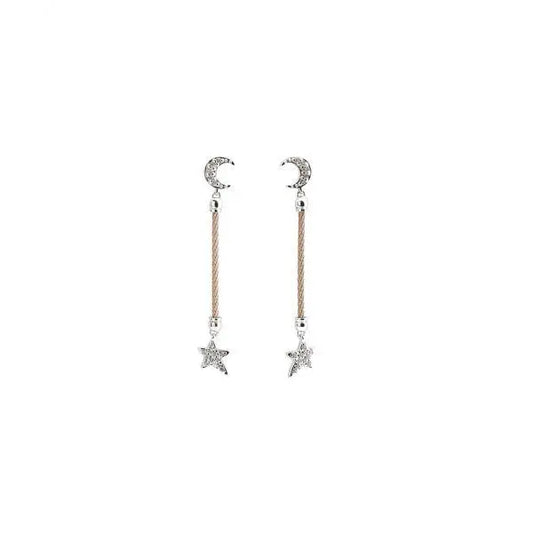 03-221-1247-1 Charriol Earrings- Silver -Le Reve-32 White Topaz 0.218Cts-Steel Pink PVD Cable