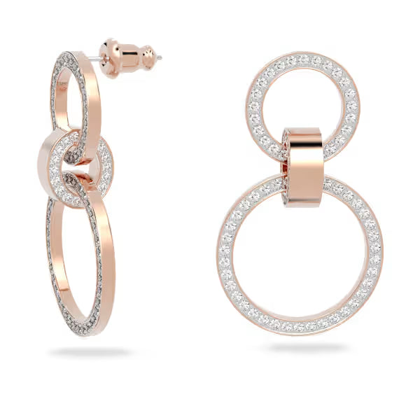 5636502 Hollow hoop earrings White, Rose-gold tone plated