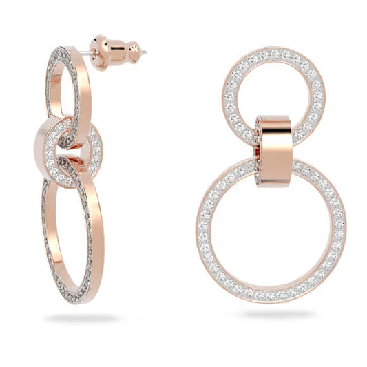 5636502 Hollow hoop earrings White, Rose-gold tone plated