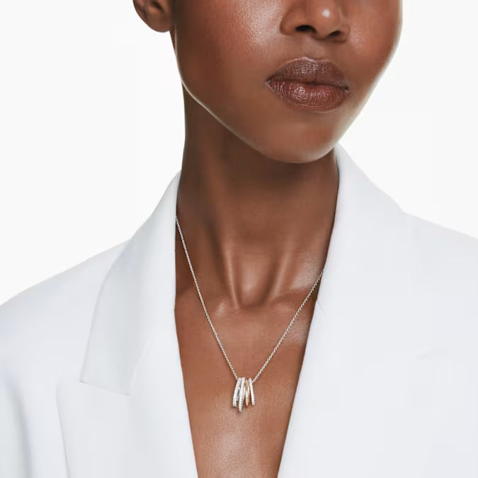 5696626 Swarovski Hyperbola pendant Mixed cuts, White, Mixed metal finish