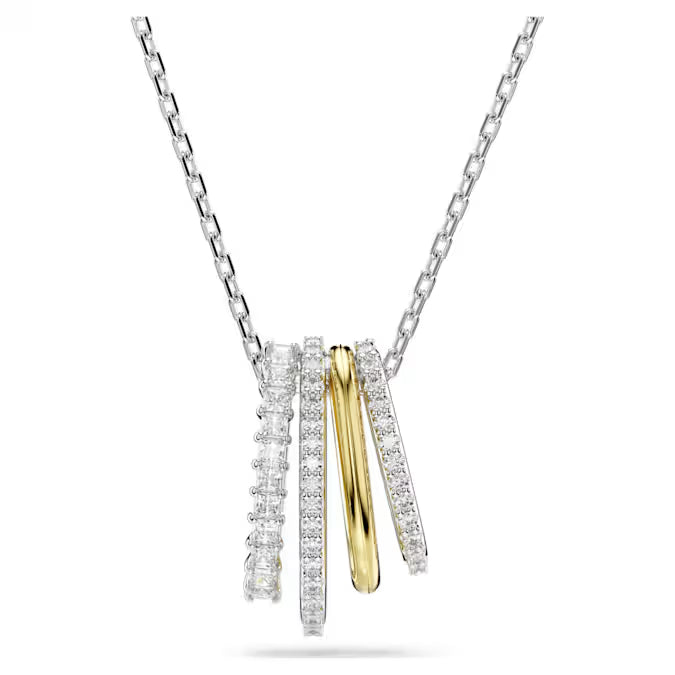 5696626 Swarovski Hyperbola pendant Mixed cuts, White, Mixed metal finish