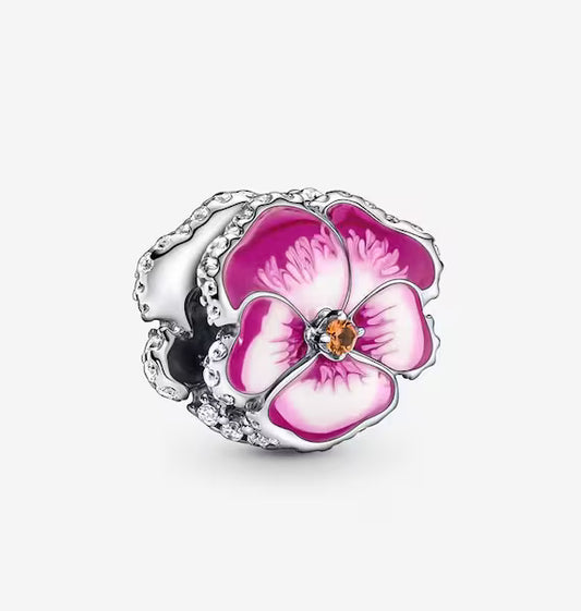 Pandora 790777C01 Pansy sterling silver charm with clear cubic SS22 Cycle B