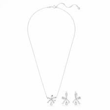 5660118 Volta set Bow, White, Rhodium plated