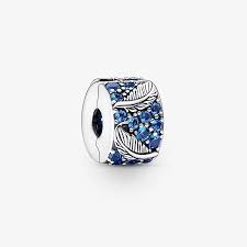 Pandora 792552C01 Feather sterling silver clip with night blue  Curved Feather & Pavé Clip Charm SS23 Cycle B