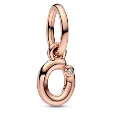 Pandora 782468C01 Letter o 14k rose gold-plated dangle with cle Letter o Script Alphabet Dangle Charm SS23 Cycle A