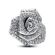 793245C01 Pandora Sparkling Rose in Bloom Oversized Charm