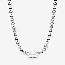 393176C01-45 Pandora Sterling silver collier with white treated fr
