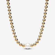 363176C01-45 Pandora 14k Gold-plated collier with white treated fr