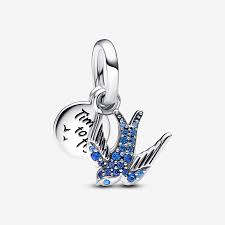 Pandora 792570C01 Swallow sterling silver double dangle with ni Sparkling Swallow & Quote Double Dangle Charm SS23 Cycle B