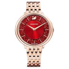 5547608 NEW CRYSTALLINE CHIC WATCH, METAL BRACELET, RED, ROSE-GOLD TONE PVD