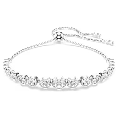 5705451 Swarovski Imber Tennis bracelet Mixed round cuts, White, Rhodium plated