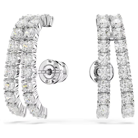 5705835 Swarovski Matrix ear cuffs Round cut, White, Rhodium plated