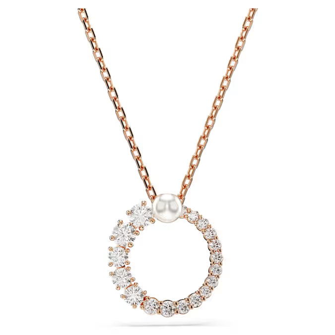 5692265 Swarovski Matrix pendant Crystal pearl, Round cut, White, Rose gold-tone plated