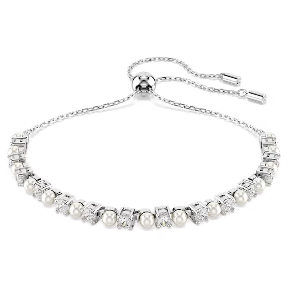 5689633 Swarovski Matrix bracelet Crystal pearl, Round cut, White, Rhodium plated