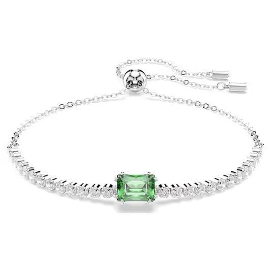5693411  SWAROVSKI Matrix Tennis bracelet Mixed cuts, Green, Rhodium plated