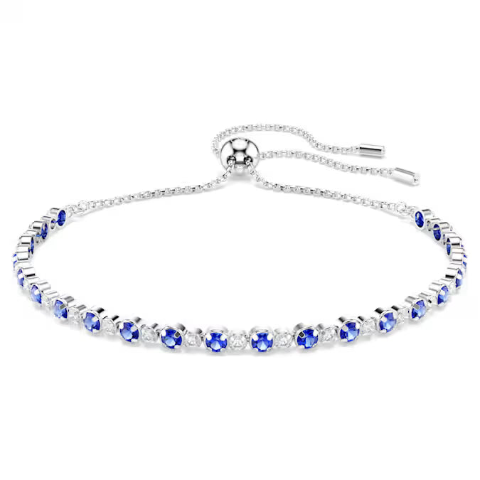 5725854 Swarovski Matrix Tennis bracelet Mixed round cuts, Blue, Rhodium plated