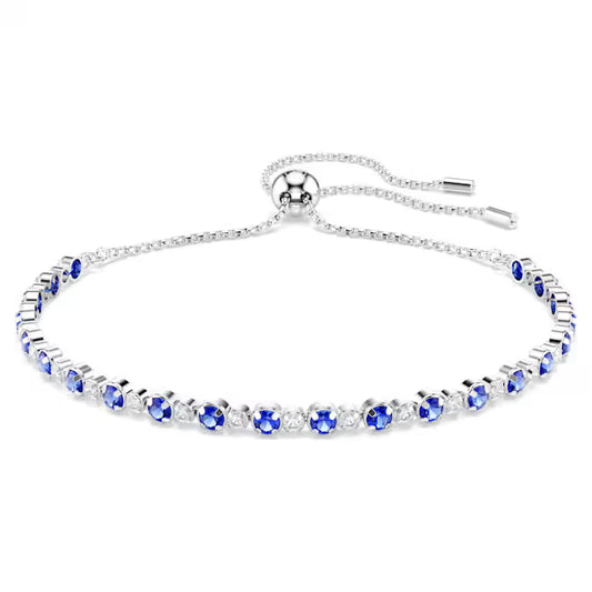 5725854 Swarovski Matrix Tennis bracelet Mixed round cuts, Blue, Rhodium plated