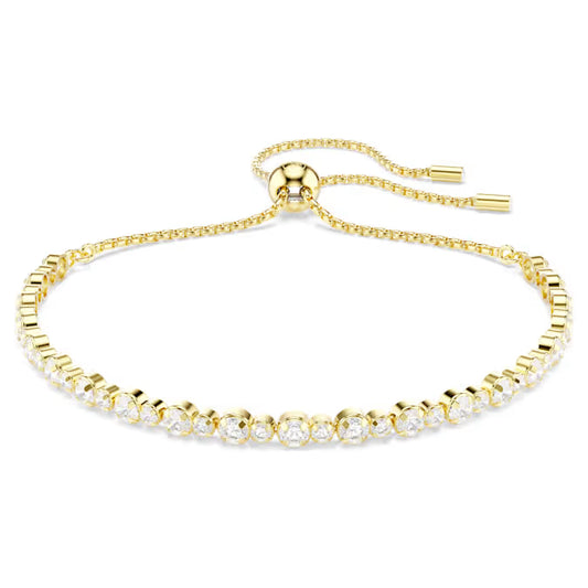 5730709 Swarovski Matrix Tennis bracelet Round cut, White, Gold-tone plated