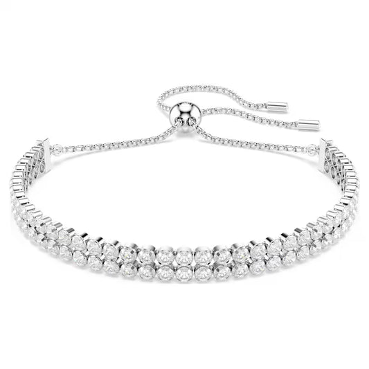5678252 Swarovski Matrix Tennis bracelet Round cut, White, Rhodium plated