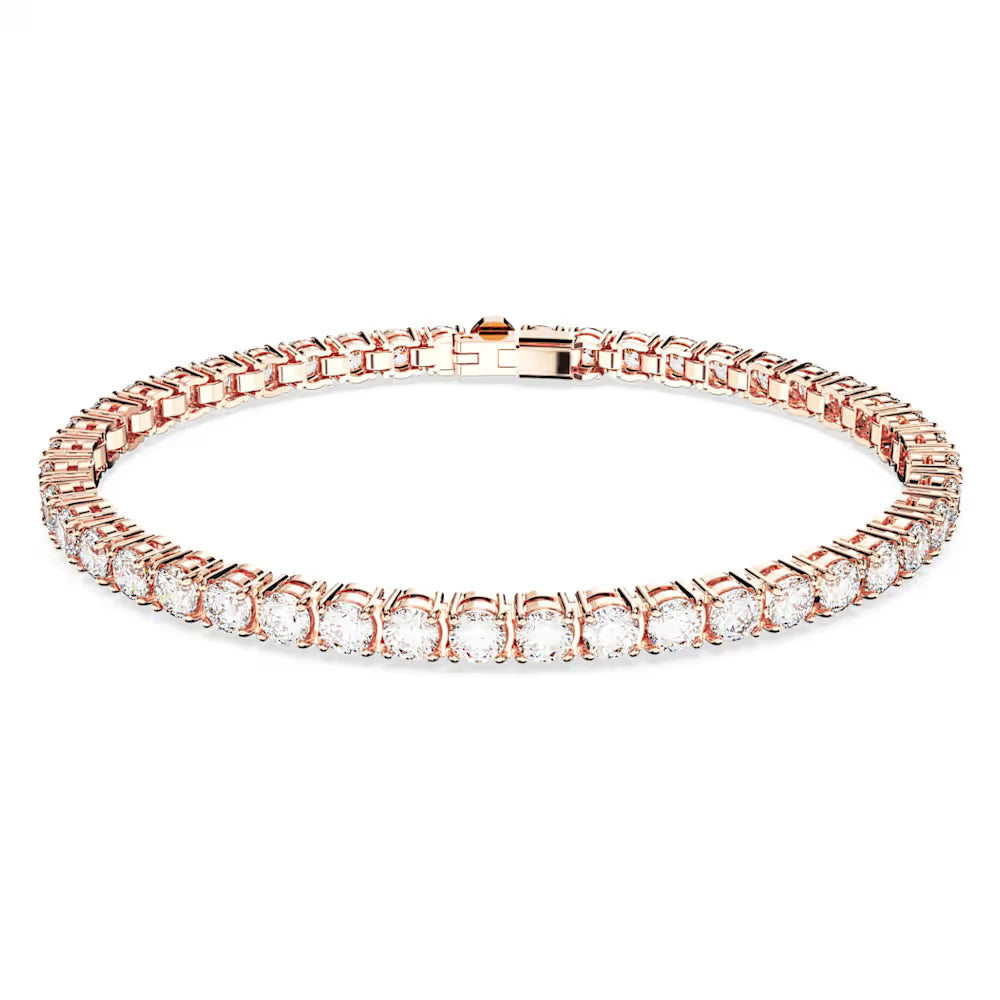 5657659 Matrix Tennis bracelet, Round cut, Small, White, Rose gold-tone plated