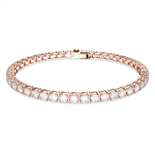 5657659 Matrix Tennis bracelet, Round cut, Small, White, Rose gold-tone plated