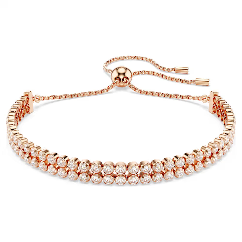 5677823 Swarovski Matrix Tennis bracelet Round cut, White, Rose gold-tone plated