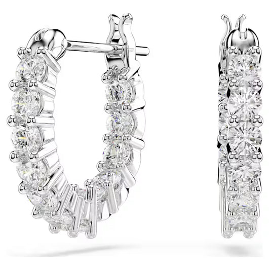 5562126 Matrix Vittore hoop earrings Round cut, White, Rhodium plated