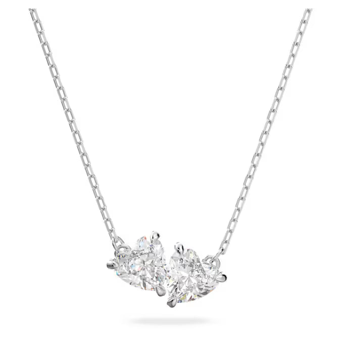5517117 Mesmera necklace Heart, White, Rhodium plated