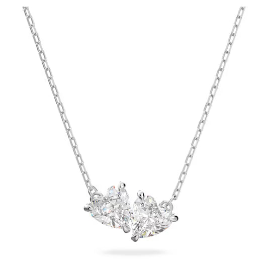 5517117 Mesmera necklace Heart, White, Rhodium plated