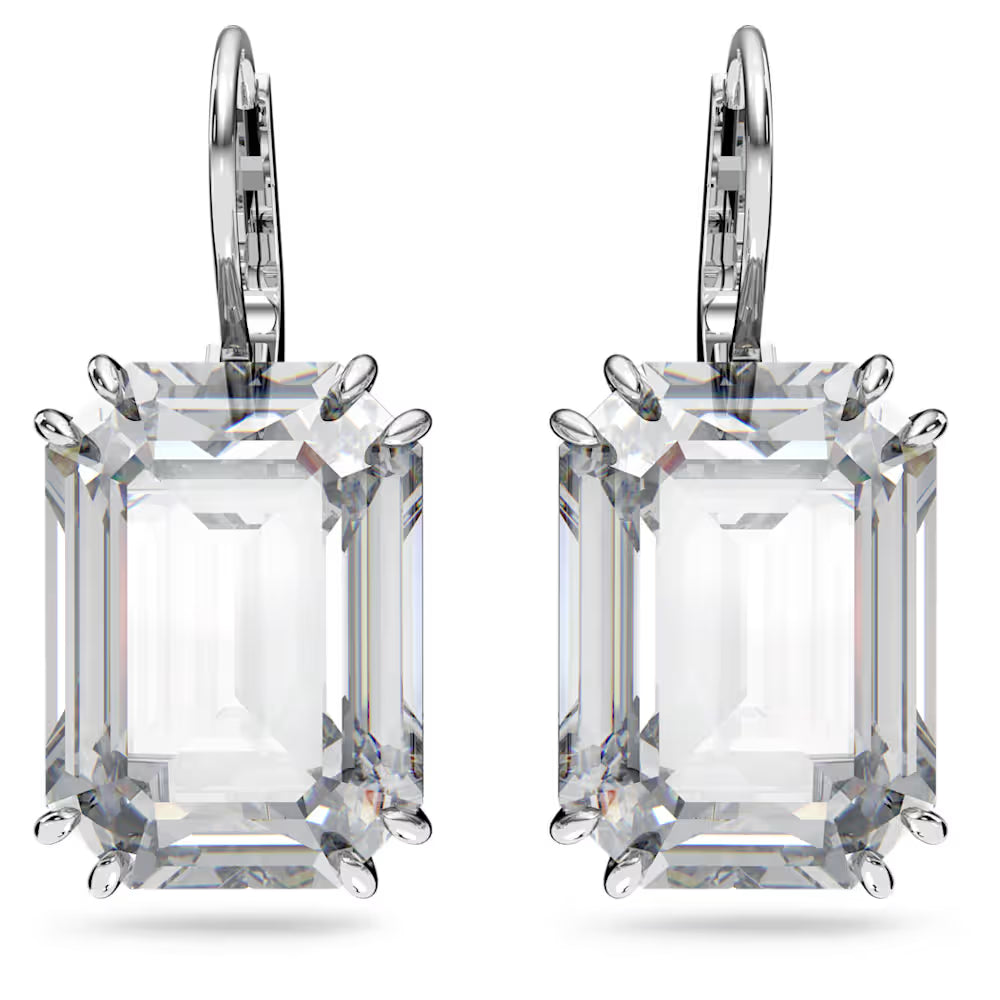 5636569 Millenia drop earrings Octagon cut, White, Rhodium plated