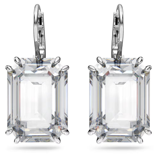 5636569 Millenia drop earrings Octagon cut, White, Rhodium plated