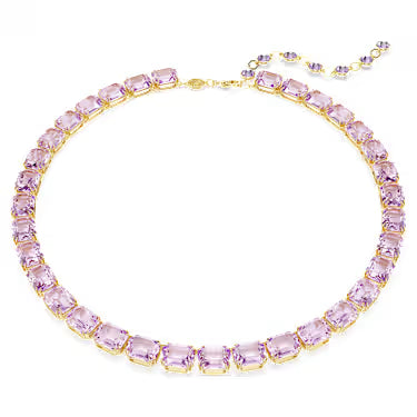 5705754 Swarovski Millenia Tennis necklace Octagon cut, Purple, Gold-tone plated