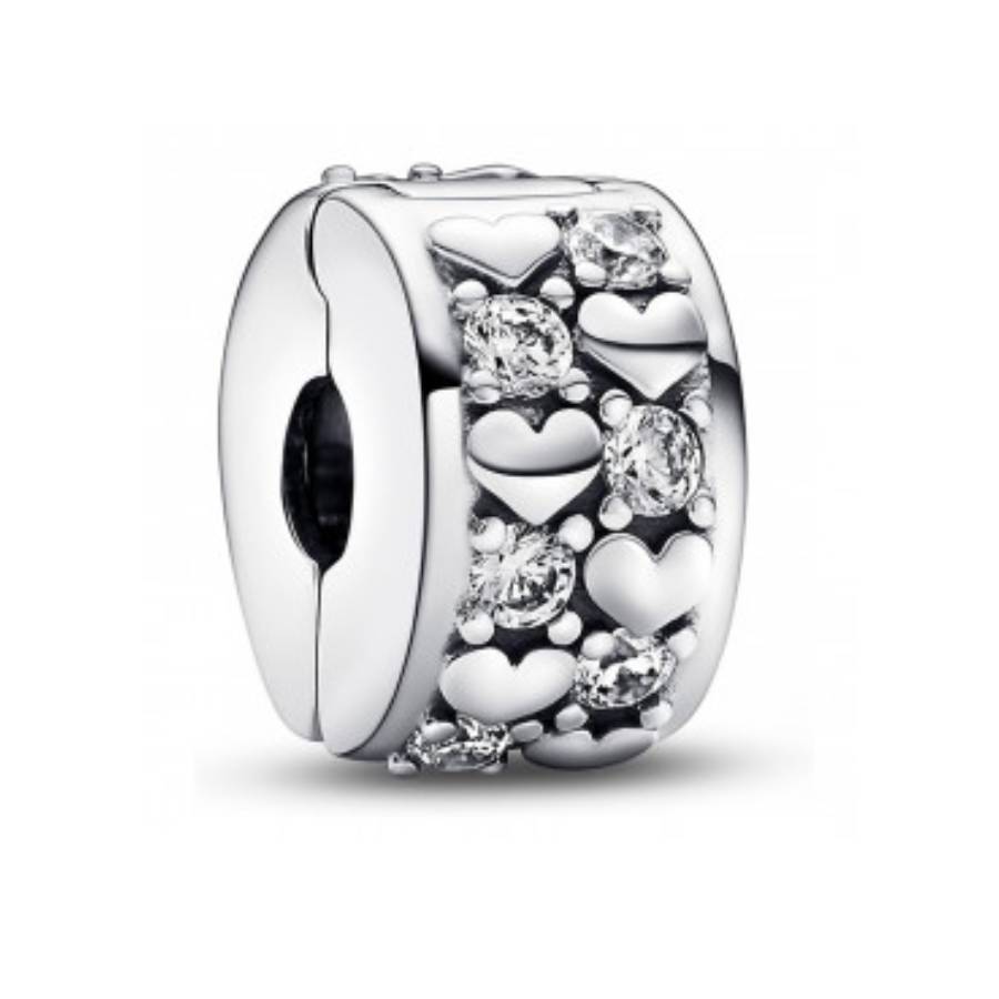 792235C01 Pandora Heart sterling silver clip with clear cubic z one size Sterling silver AW22 Cycle E