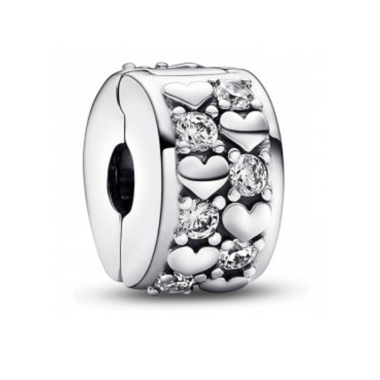 792235C01 Pandora Heart sterling silver clip with clear cubic z one size Sterling silver AW22 Cycle E
