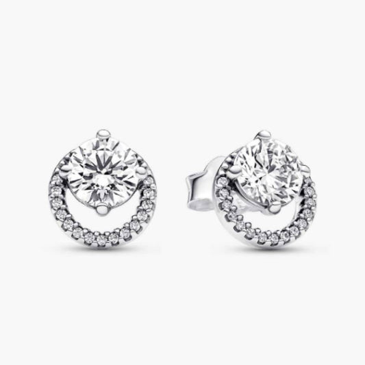 291248C01 Pandora Sterling silver stud earrings with clear cub