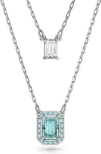 5640557 Millenia layered necklace Octagon cut, Blue, Rhodium plated