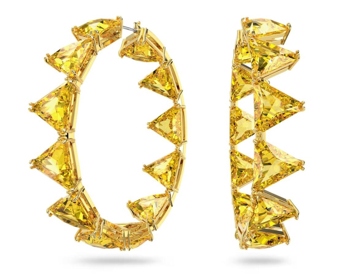 5630821 Ortyx hoop earrings Triangle cut, Yellow, Gold-tone plated