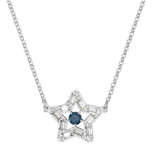 5639186 Stella pendant Star, Blue, Rhodium plated
