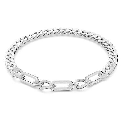 5639333 Dextera necklace Statement, Mixed links, White, Rhodium plated