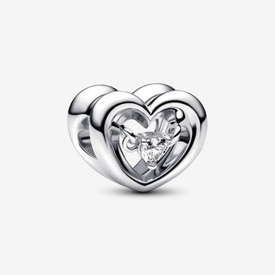 Pandora 792493C01 Open heart sterling silver charm with clear c Radiant Heart & Floating Stone Charm SS23 Cycle A