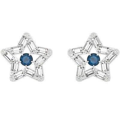 5639188 Stella stud earrings Star, Blue, Rhodium plated