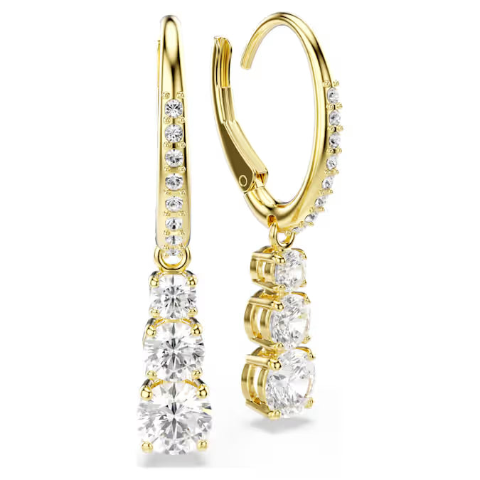 5723300 Swarovski Stilla Attract hoop earrings Round cut, White, Gold-tone plated
