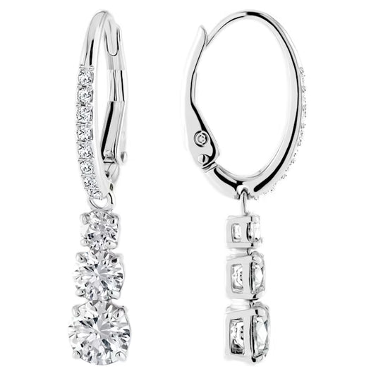 5416155 Swarovski Stilla Attract hoop earrings Round cut, White, Rhodium plated