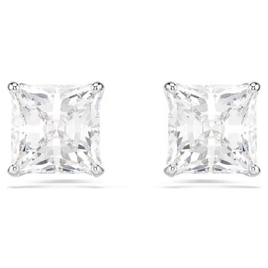 5430365 Swarovski Stilla Attract stud earrings Square cut, White, Rhodium plated