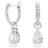 5636716 Swarovski Stilla drop earrings Pear cut, Round cut, White, Rhodium plated