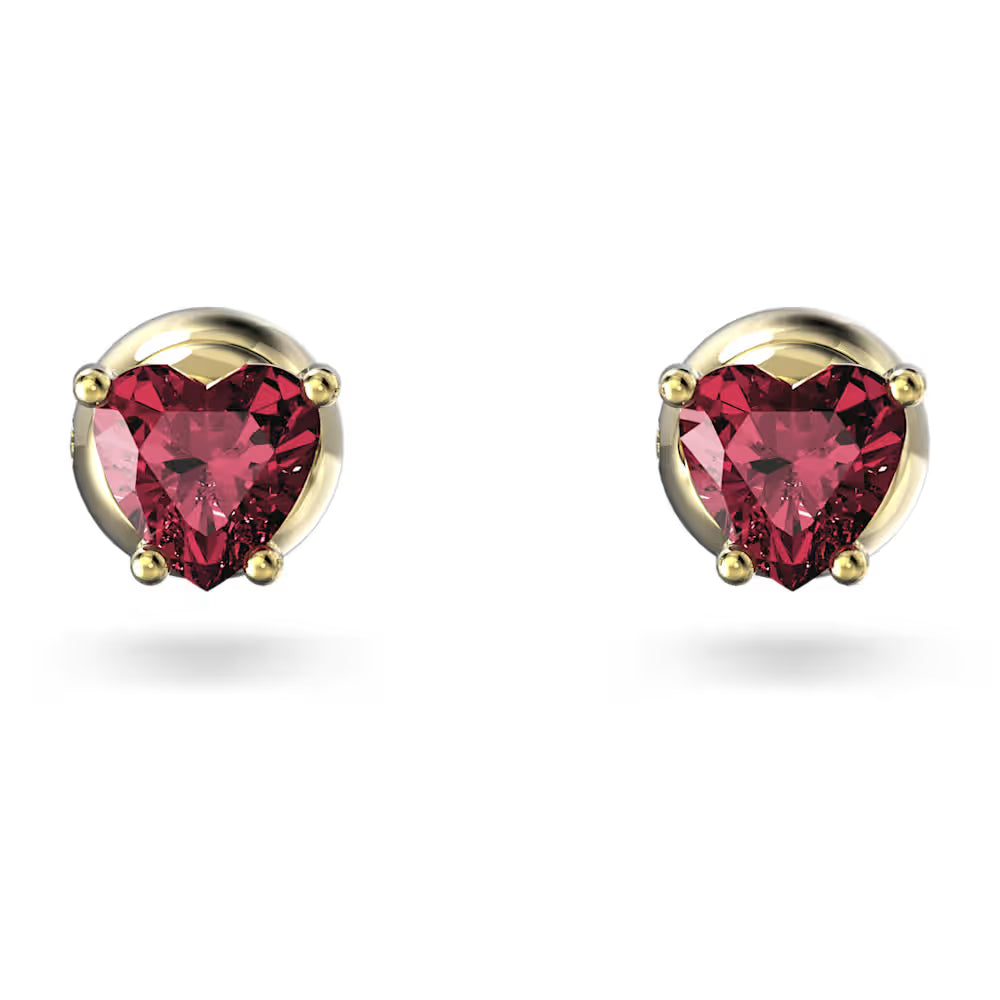 5639133 Stilla stud earrings Heart, Red, Gold-tone plated