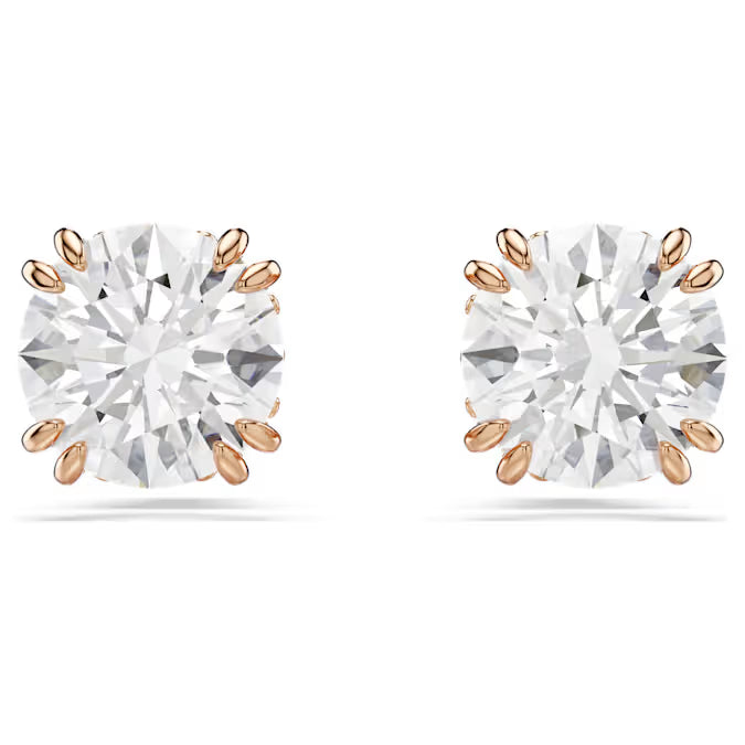 5638801 Stilla stud earrings Round cut, White, Rose gold-tone plated
