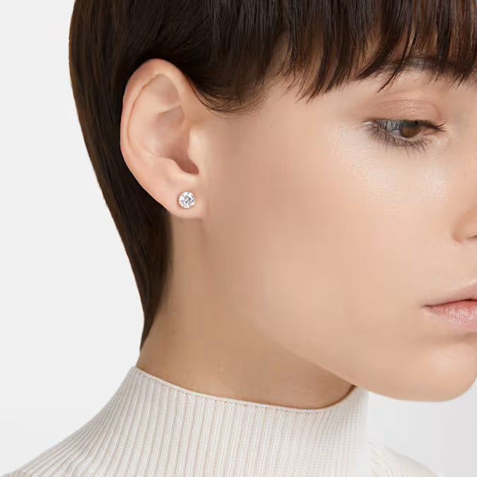 5638801 Stilla stud earrings Round cut, White, Rose gold-tone plated